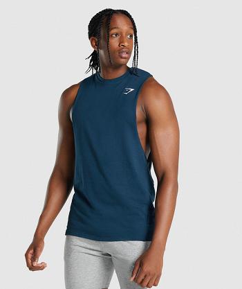 Camiseta Tirantes Gymshark Critical 2.0 Drop Arm Hombre Azul Marino | CO 3244ZUT